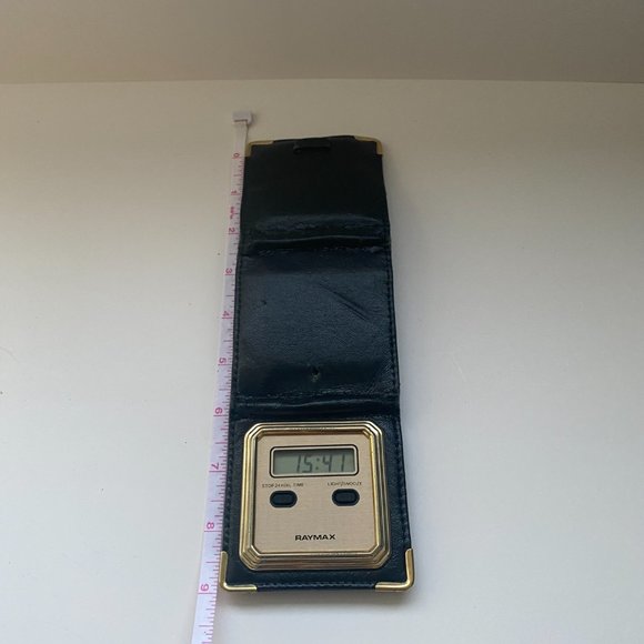 Raymax Black Foldable Leather Covered Pocket Digital Clock - Picture 5 of 8